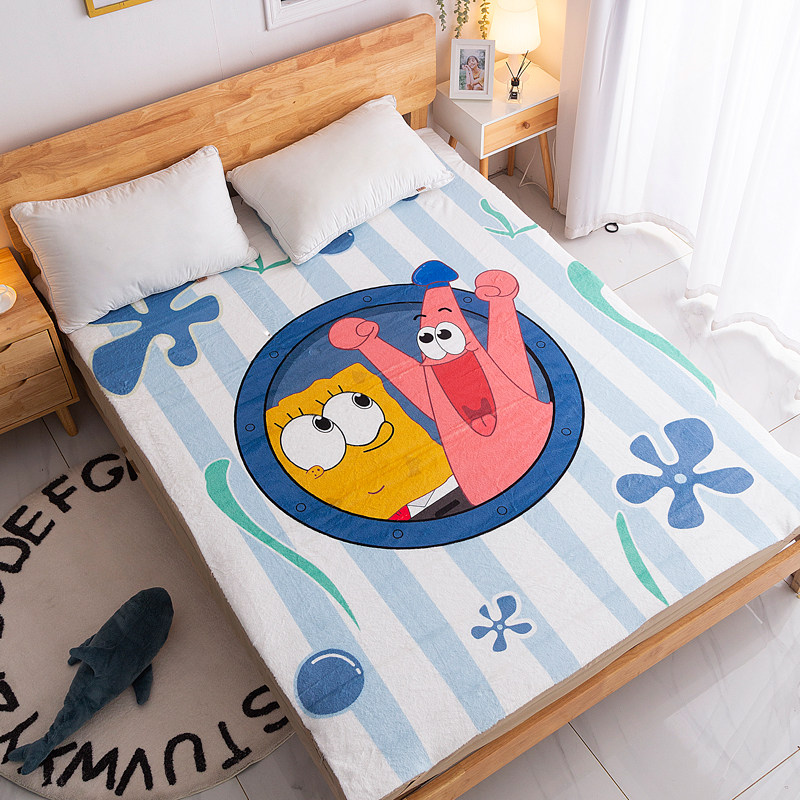 卡通海绵宝宝加绒床垫保暖榻榻米可拆洗床铺铺垫床垫