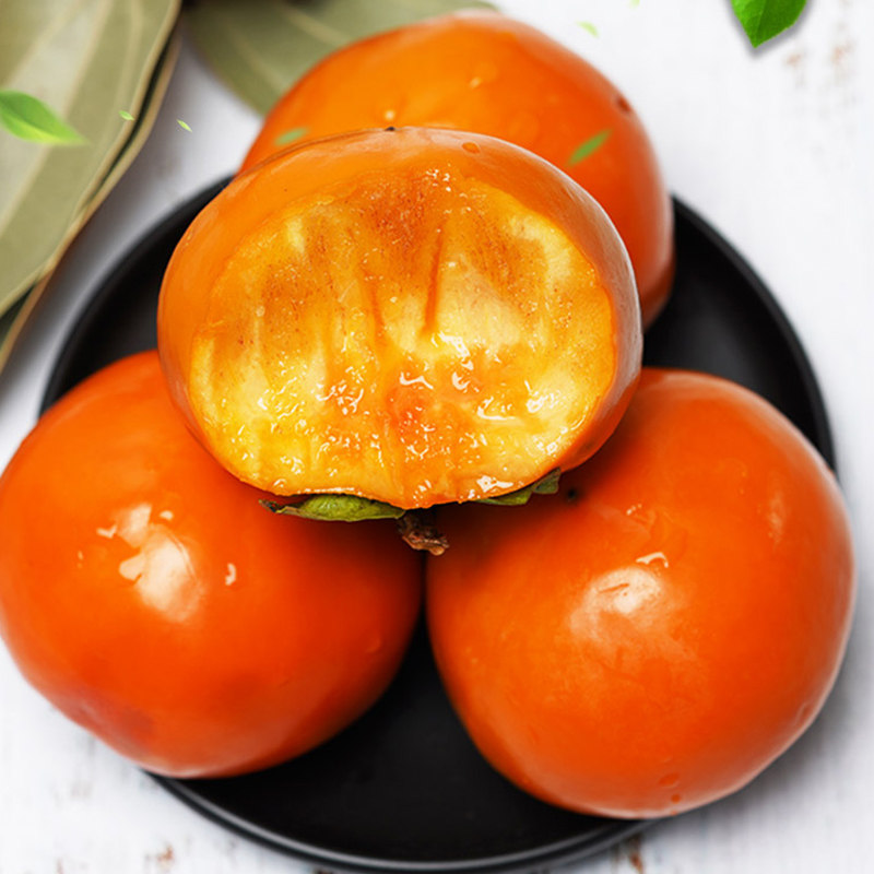 柿子陕西富平平阳巧克力脆皮新鲜当季现摘硬脆柿子