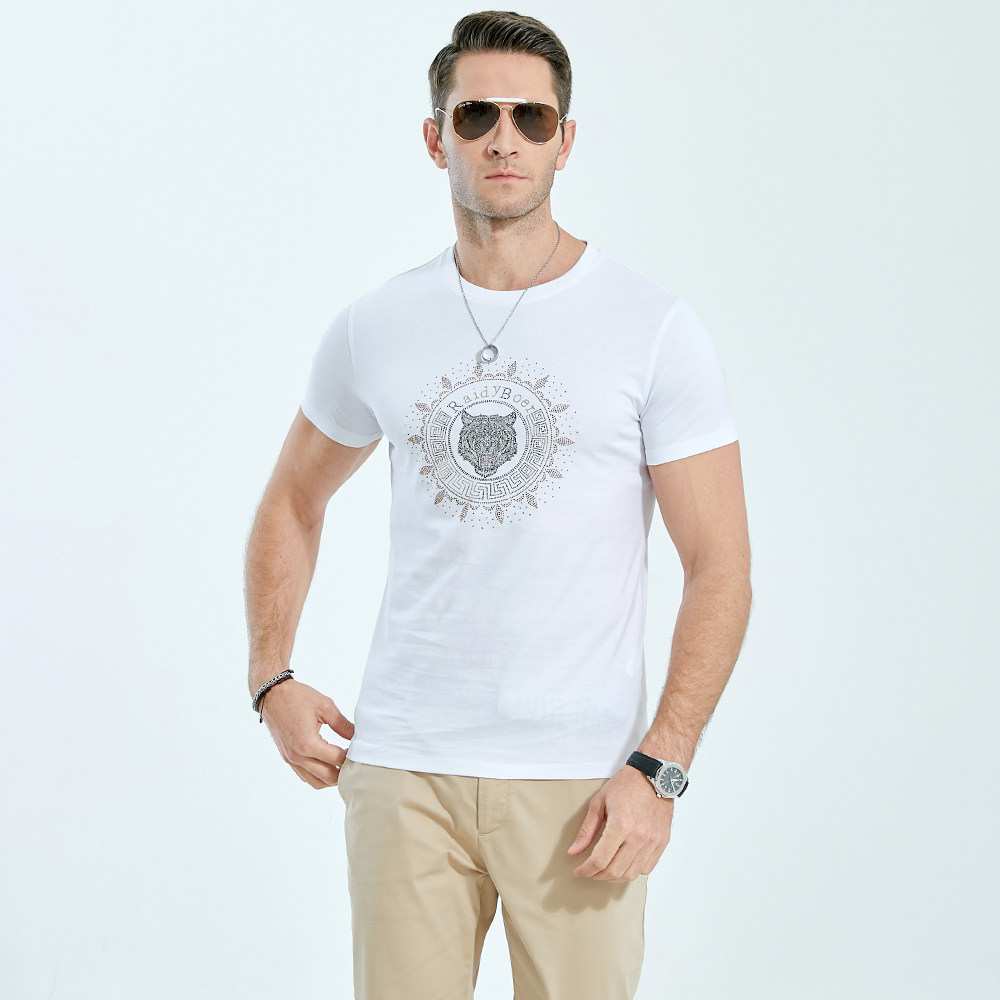 raidyboer雷迪波尔男装虎头系列2022夏季新品潮流亮片t恤