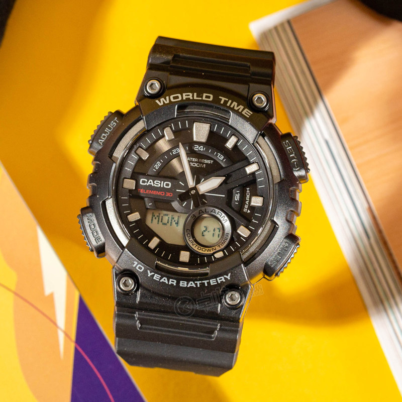 卡西欧手表casio多功能防水运动电子表学生表男aeq-110w-1a日韩腕表