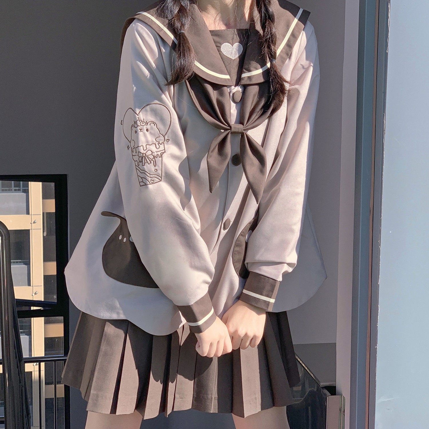 jk水手加厚双层长袖秋冬制服幼稚园酱仔可爱学生校服