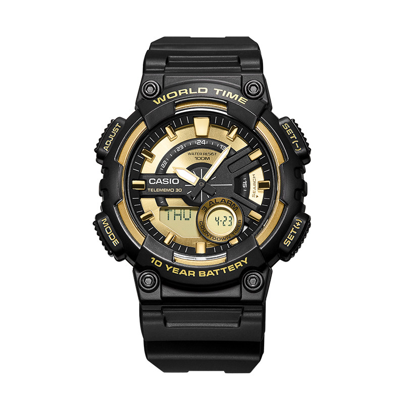 手表卡西欧casio防水运动多功能学生电子aeq-110bw-9a日韩腕表