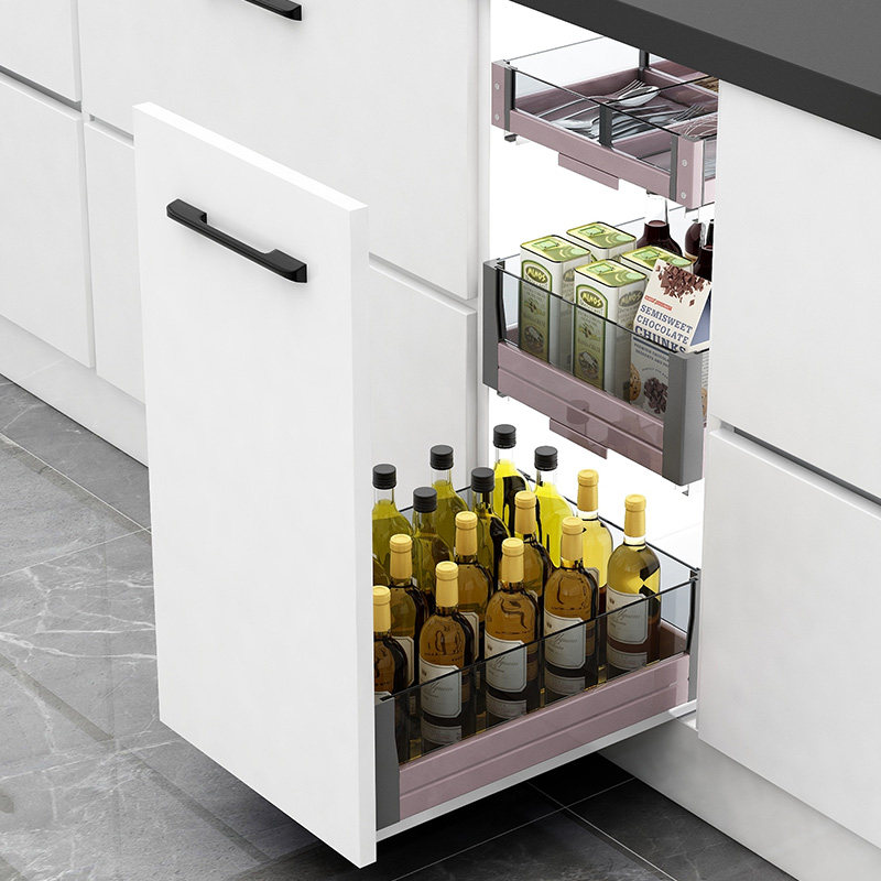 浅居调味拉篮厨房橱柜双层抽屉收纳分隔工具拉篮