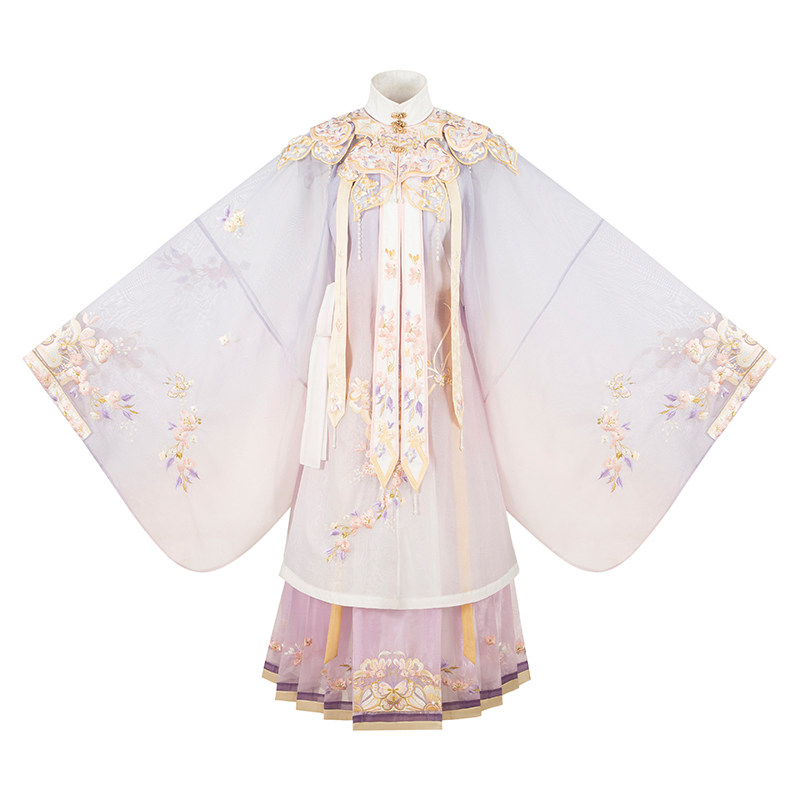 风牵一袖隐花花笺明制汉服女春秋秋季重工立领汉服