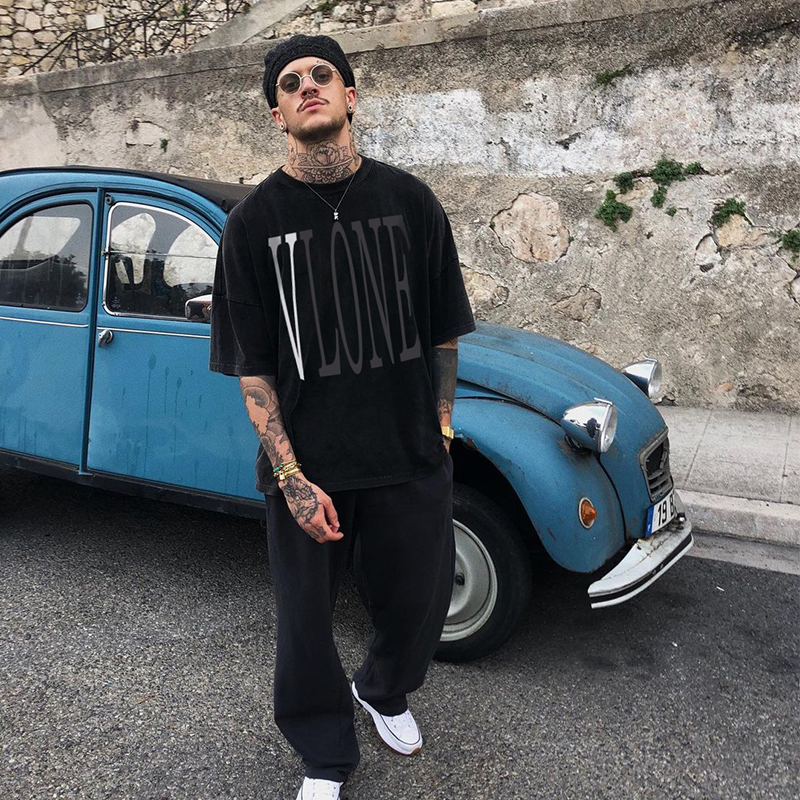 VLONE短袖t恤宽松3M反光街头潮牌fog大V联名情侣男女夏季学生粉色