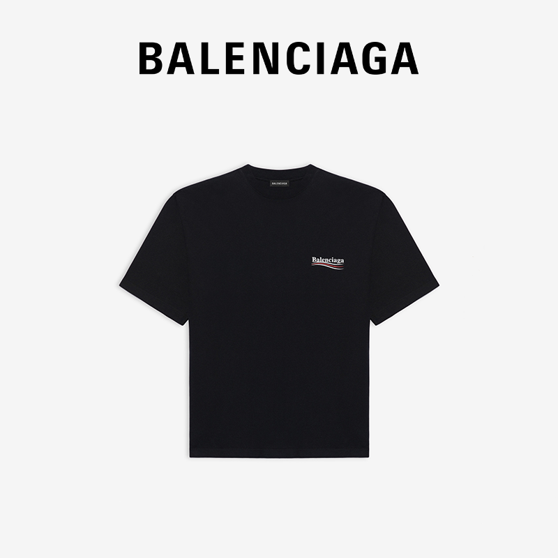 BALENCIAGA巴黎世家POLITICAL CAMPAIGN男士品牌印花休闲宽松T恤