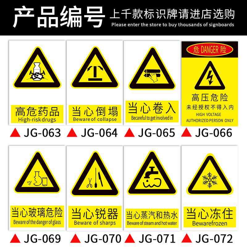 当心倒塌消防安全示牌标识标志提示警告禁止pop广告用品