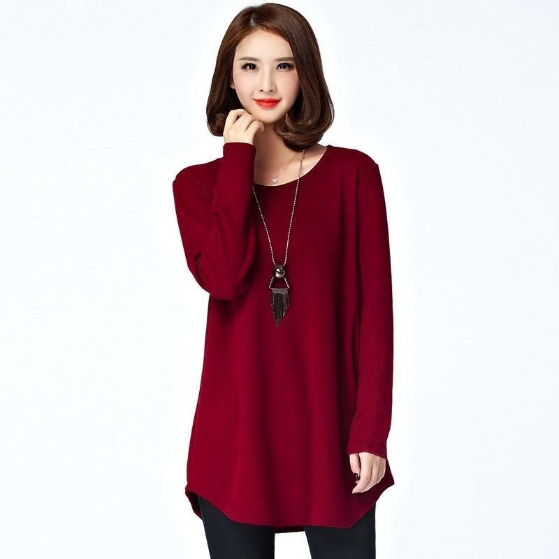 装上女装加肥中年上衣春秋加大码胖宽松长袖大衫恤女外穿秋衣中年