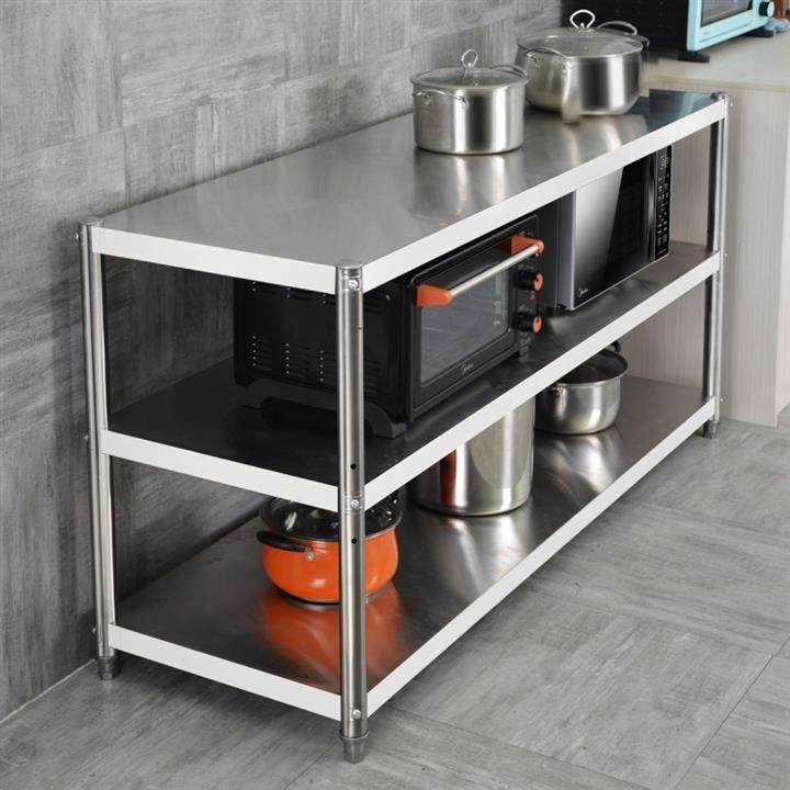 2021厨q房置物架多层微波炉架子收纳储物锅架不锈钢落地式三层烤