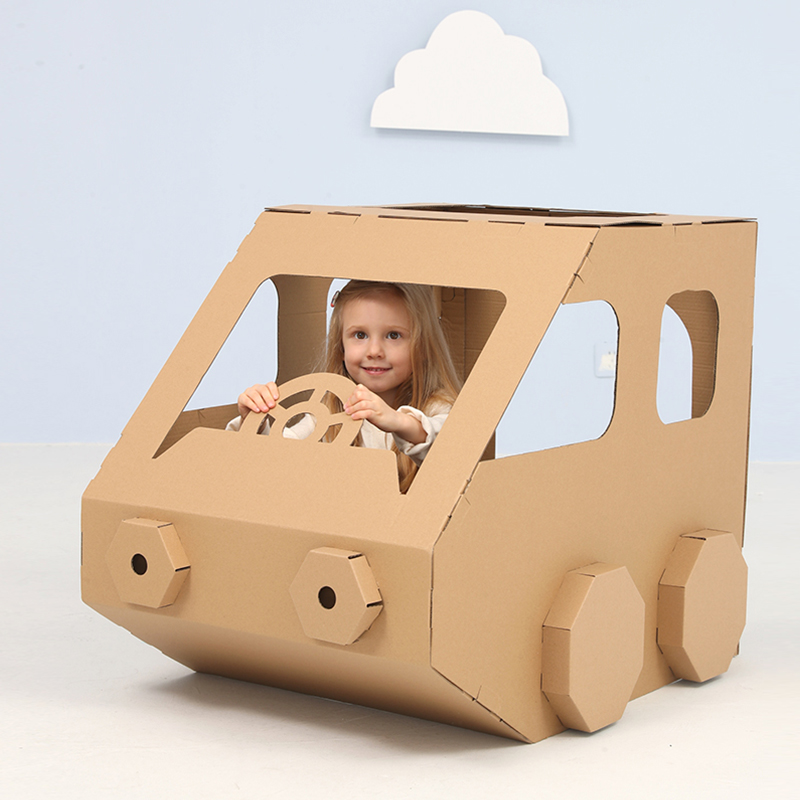 儿童纸板玩具交通工具手工制作 幼儿园diy纸箱盒大型立体高铁模型