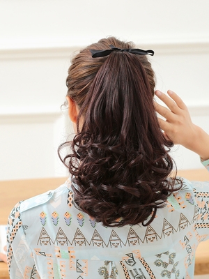 高档大波梨花绑带中长波浪卷发时尚魅长卷辫子马尾