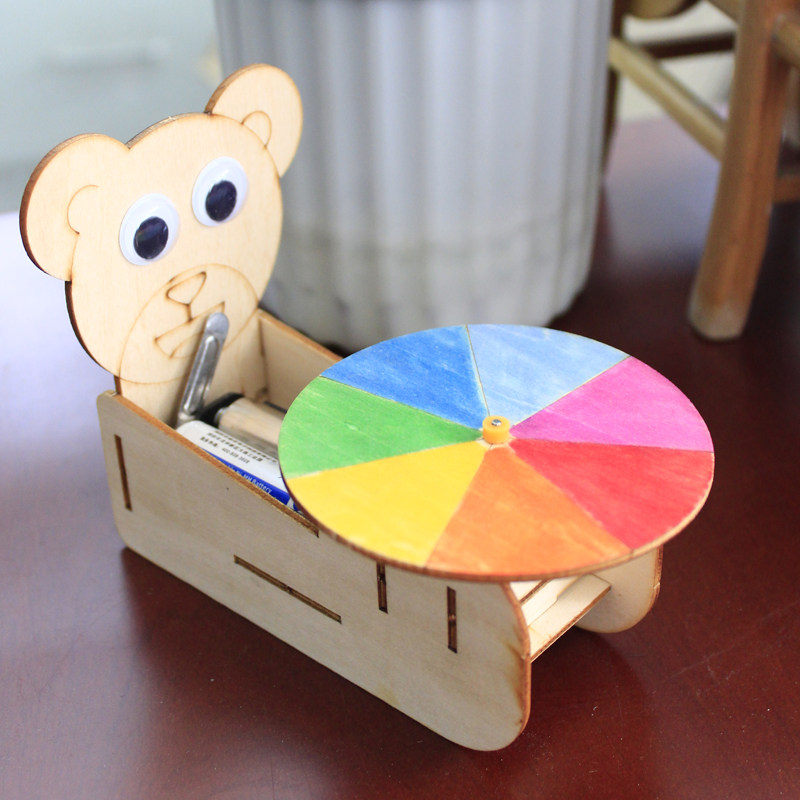 制作steam科学教具电动七彩转盘科技小发明小学生科学实验