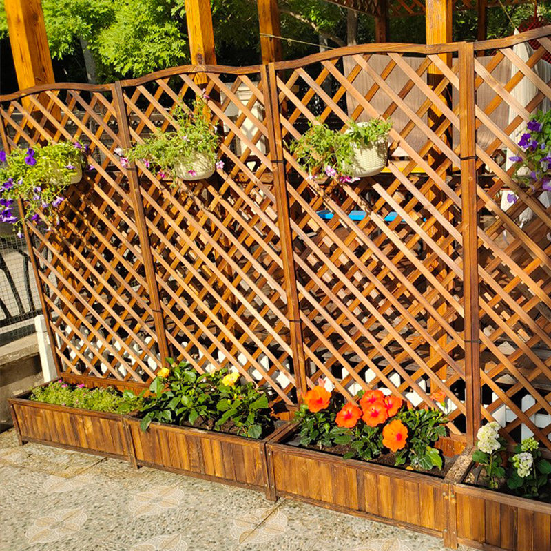 防腐木花箱户外庭院篱笆隔断花架围栏花盆