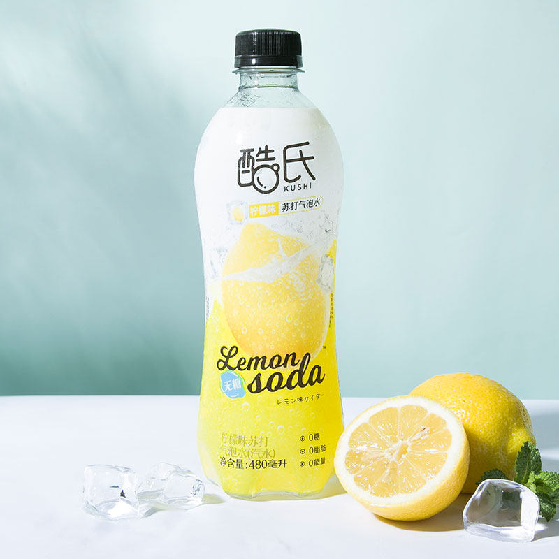 酷氏柠檬白桃无糖气泡水480ml6瓶