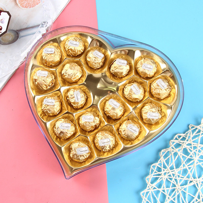 悦雅比爵18粒金色牛奶夹心巧克力钻石心形礼盒巧克力制品