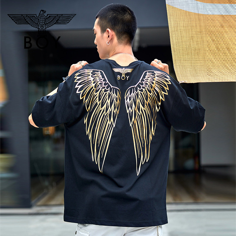 boy短袖后背对称烫金翅膀男女宽松情侣t恤boy london旗舰正品潮牌