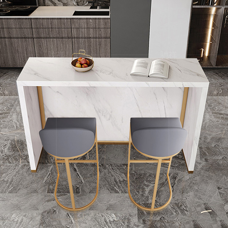 北欧轻奢岩板吧台桌椅组合小户户型厨房中岛酒吧台