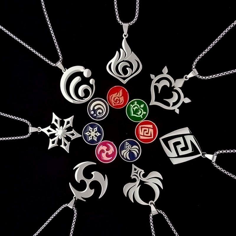 原神项链神之眼吊坠钛钢链子不掉掉色二次元动漫游戏项链