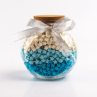 星星瓶大号花鼓瓶星星折纸条许愿瓶漂流瓶透明玻璃瓶520幸运星叠