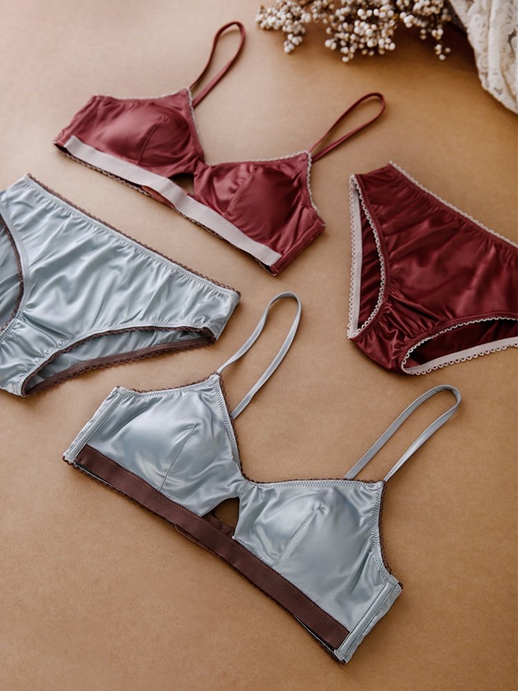 清仓价 小胸bralette法式内衣套装女无钢圈薄款软杯带插片文胸