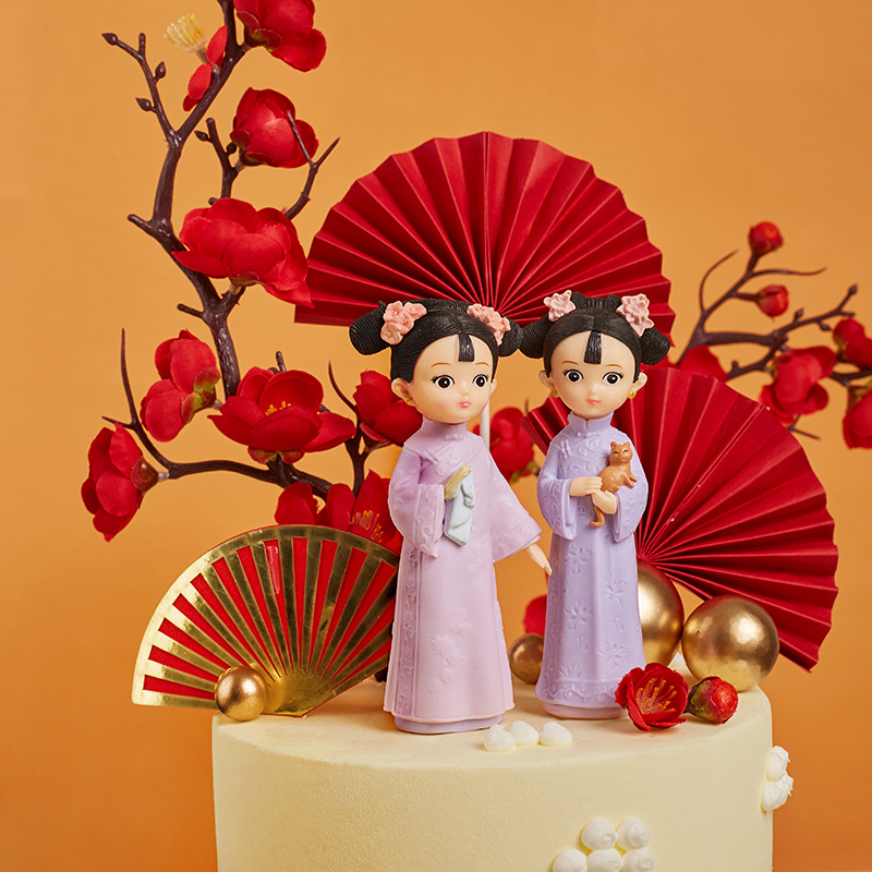 生日蛋糕装饰摆件汉服古风宫廷格格仙女娃娃公主节日装扮用品