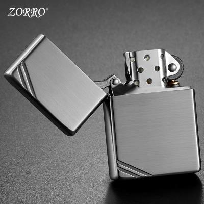正品zorro佐罗煤油打火机纯铜壳双刻平行红铜防风煤油打火机