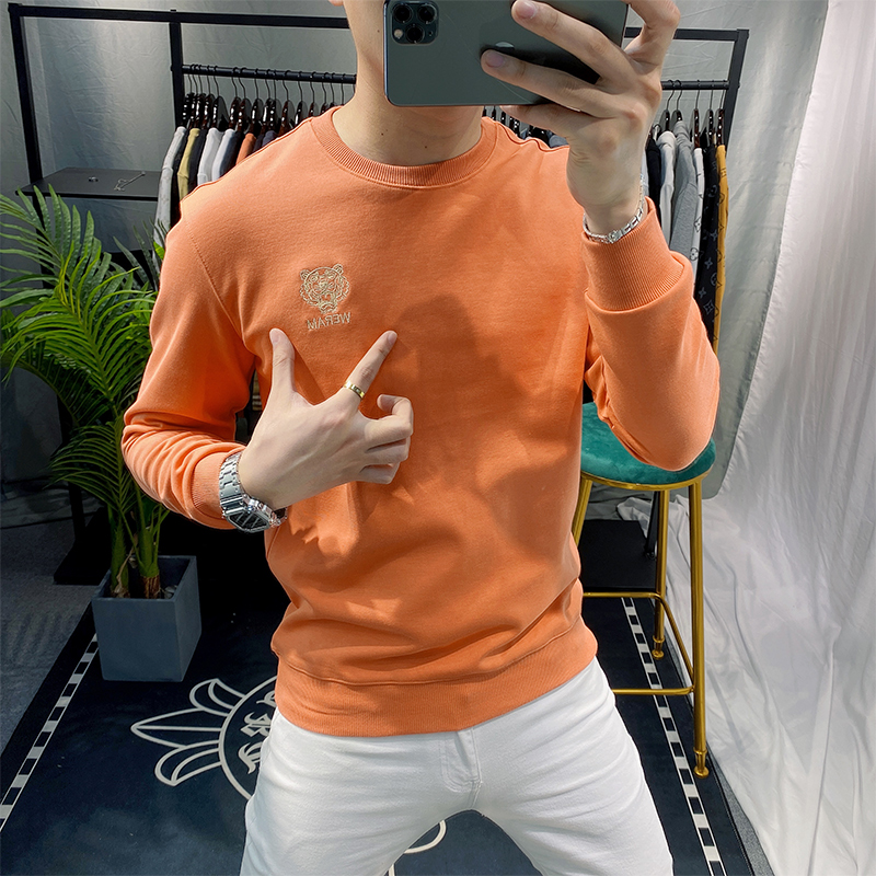 欧洲站男装2021秋季新款卫衣男士潮牌圆领虎头刺绣长袖上衣欧货潮