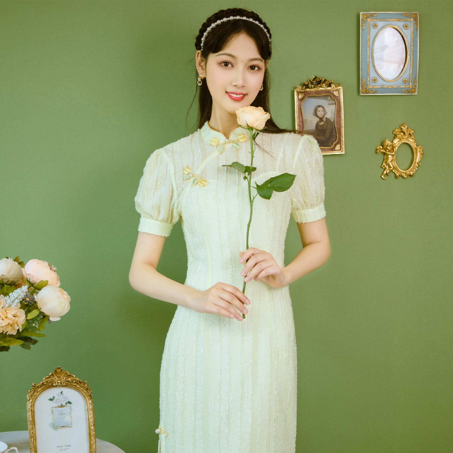 2021年泡泡显瘦小个子短款旗袍改良国风夏新款中国旗袍