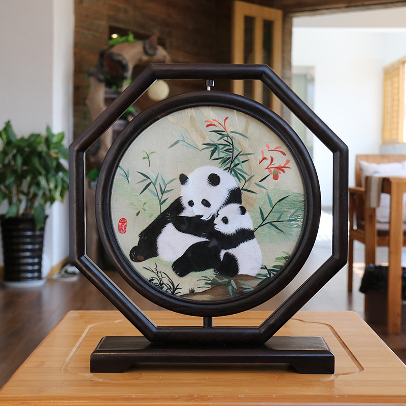 圣斐罗蜀绣蜀锦成都双面手工艺品刺绣摆件中国国风刺绣