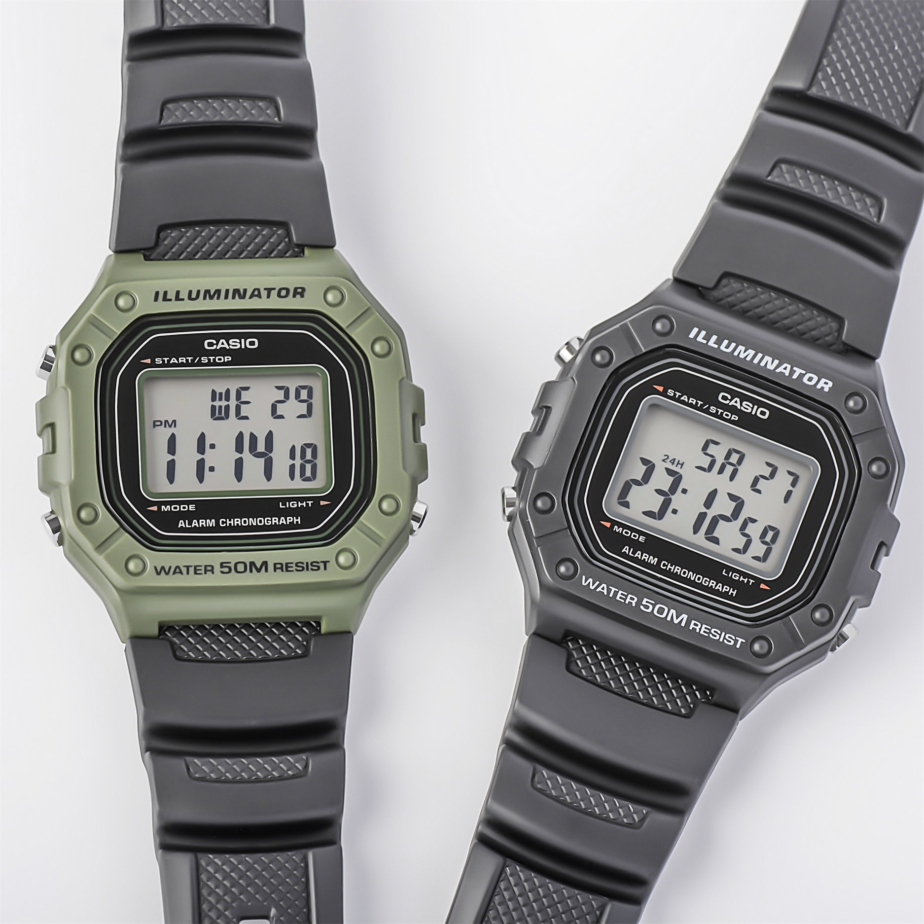 卡西欧casio户外运动时尚腕表小方方块数显防水w218h1a日韩腕表