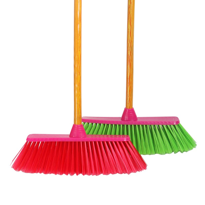 2把硬毛生胶工厂扫把庭院单个加厚塑料软毛扫把