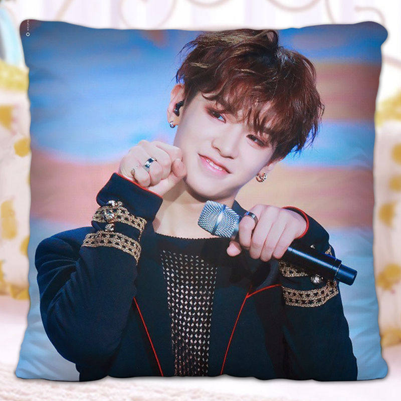 黄明昊justin周边抱枕真人照片来图订做定制双面枕头方形粉丝礼物