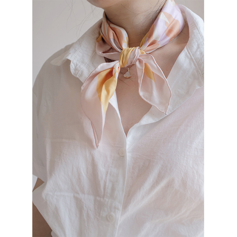 桑蚕领巾职业方巾小方蚕丝丝巾珍珠真丝法式围巾