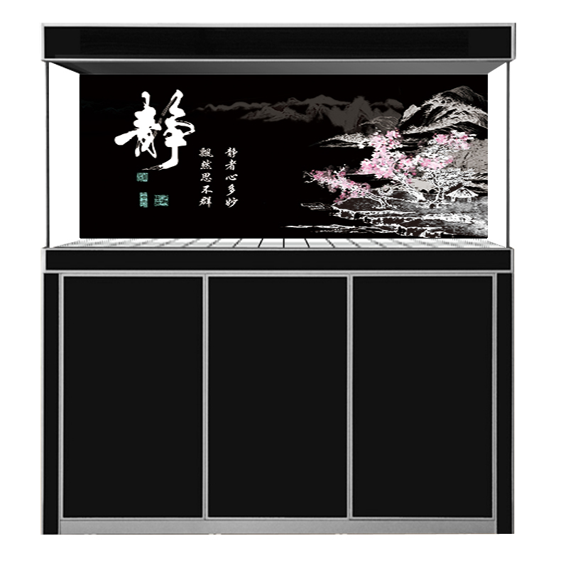 高清鱼缸美宠展猷定做背景十里桃花造景