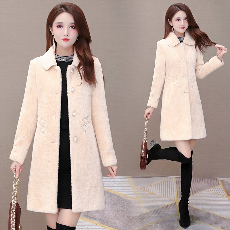 黄金貂外套貂皮大衣2020年冬季新款时尚水貂皮草毛呢外套