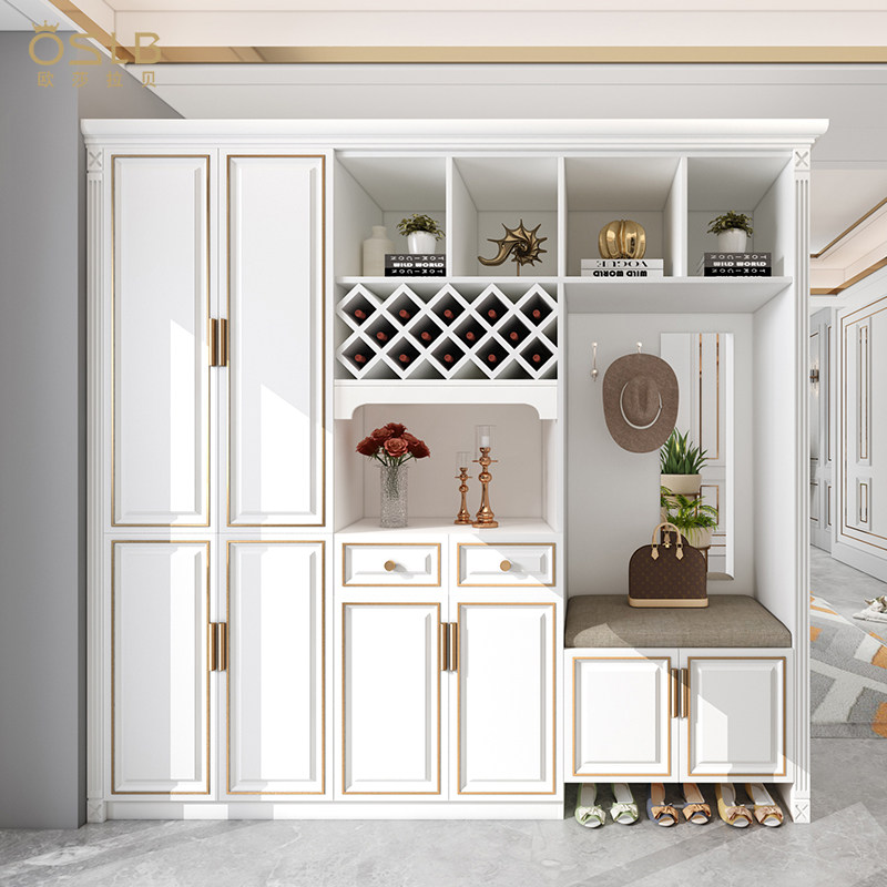 轻奢实木酒柜鞋柜一体客厅餐边柜欧式餐厅红酒柜多功能储物柜定制