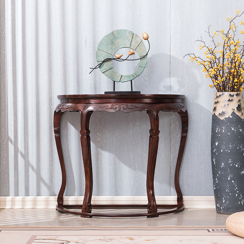 印尼酸枝玄关半圆中式古典客厅红木家具阔叶黄檀玄关台