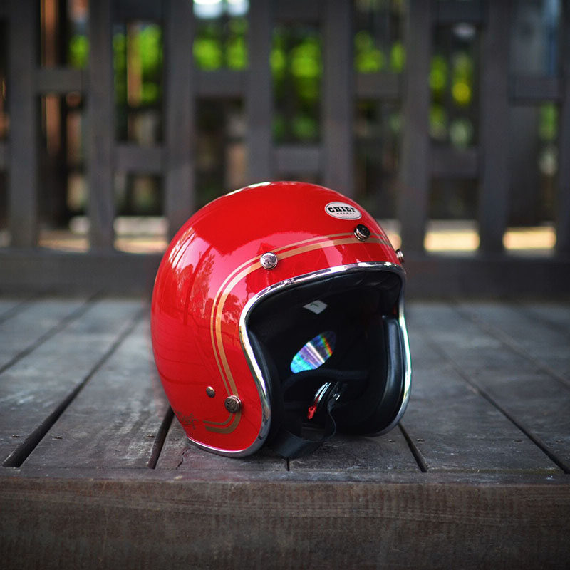 高档中国台湾chief复古头盔哈雷半盔ra姜戈摩托车头盔