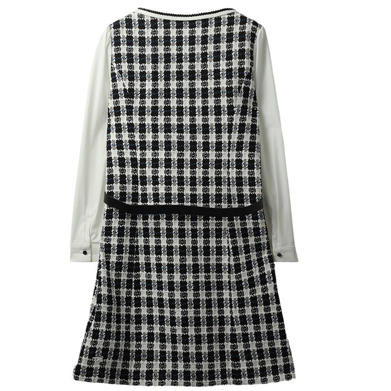 cloris歌迪丝213l225法式复古连衣裙2021秋季新款格子连衣裙