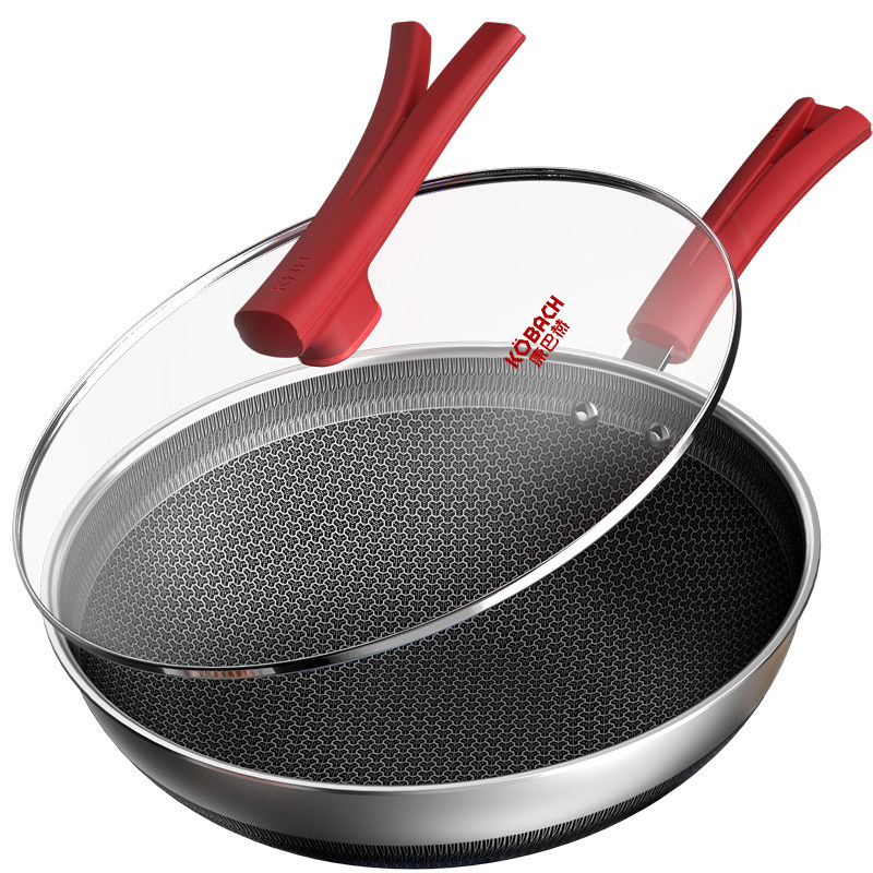 康巴赫官方旗舰店经典红蜂窝不粘锅家用炒菜