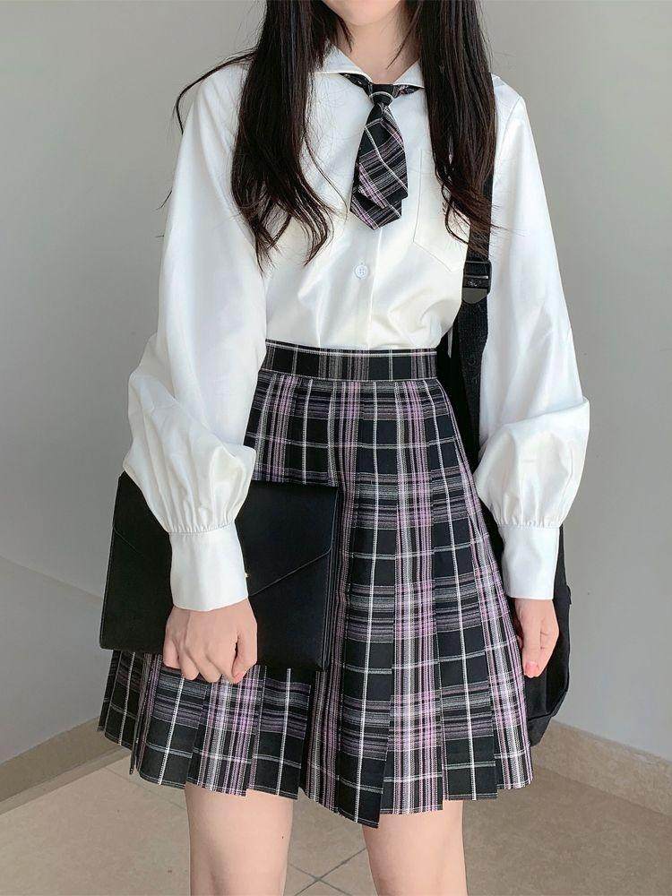 现货衬衫水手白无本刺绣制服jk黑白极光长袖cosplay女装