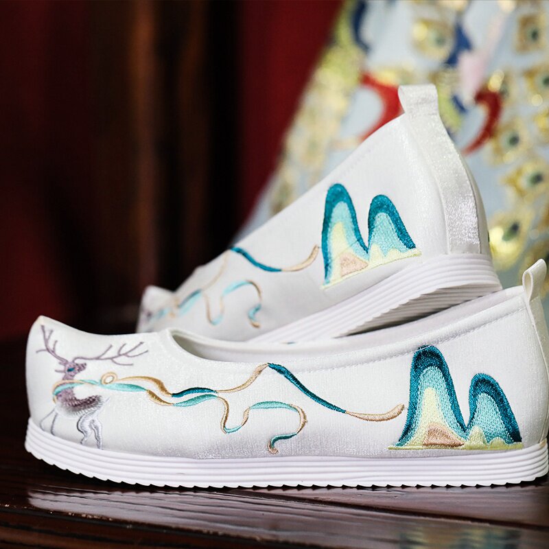 明制魏晋弓鞋翘头绣花鞋情侣汉服平底大码布鞋布鞋