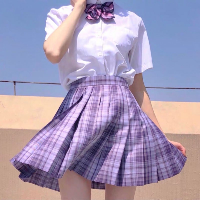 葡萄汽水啦啦jk制服正版日系格紫色工作服