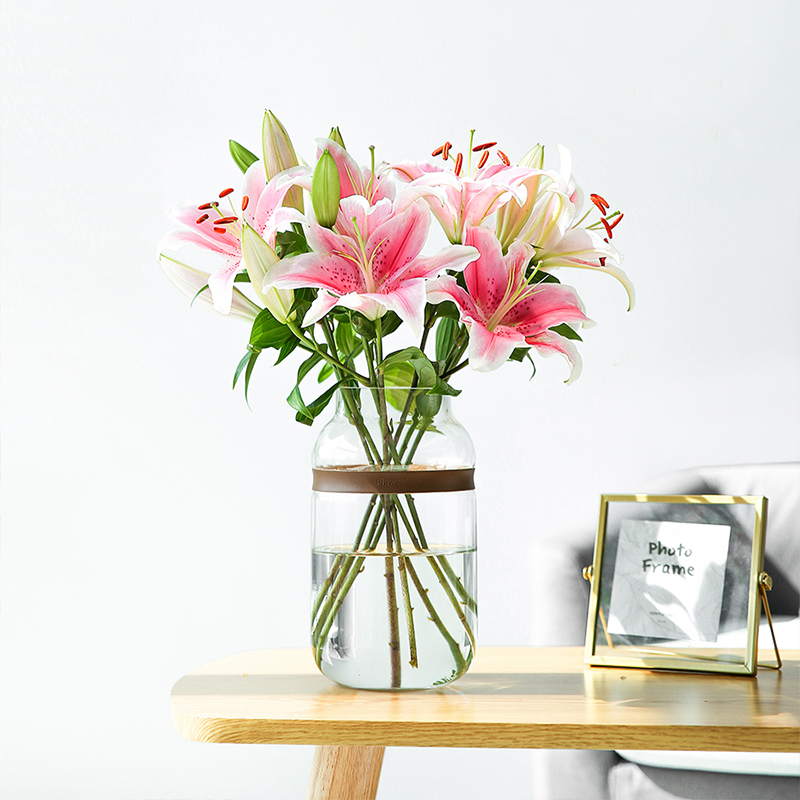 多头百合花白色粉色红色黄色桌花插花鲜花同城鲜花速递同城