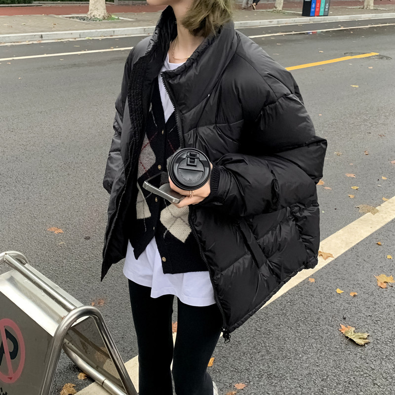 2021年新款黑色短款羽绒服女冬季小个子加厚白鸭绒爆款面包服外套