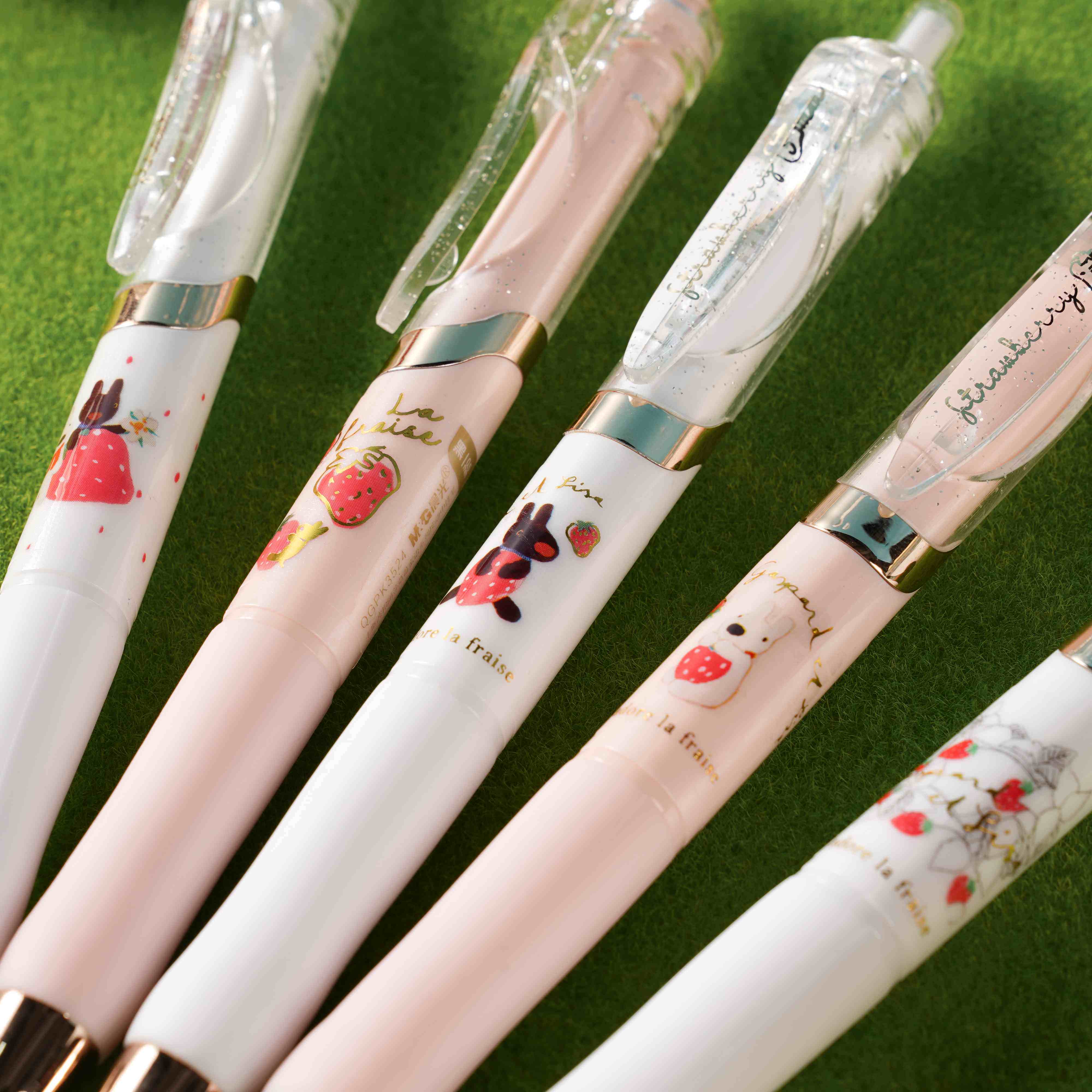 晨光按动中性笔高颜值k35卡斯波草莓限定水笔套装学生用ins日系女生款