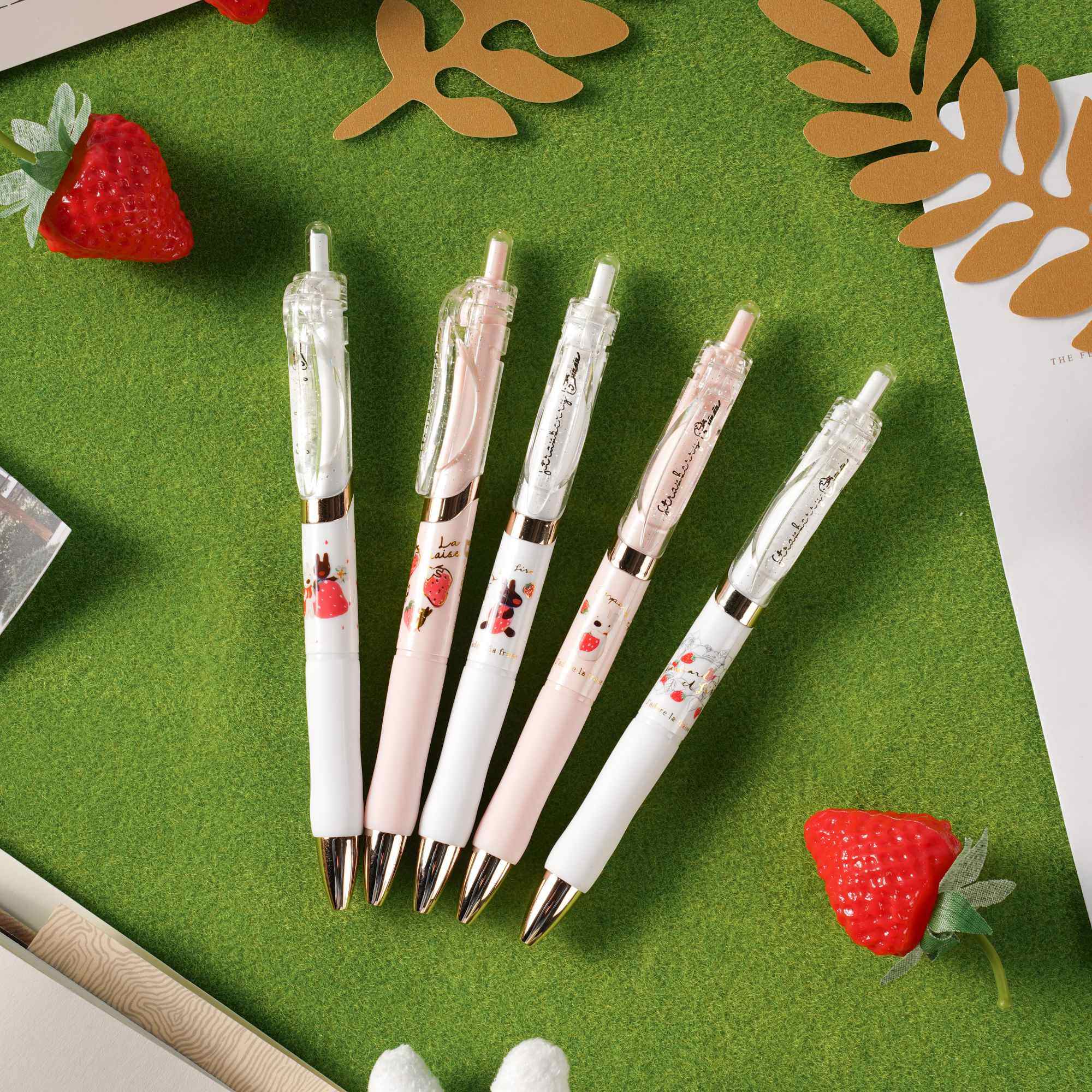 晨光按动中性笔高颜值k35草莓笔芯