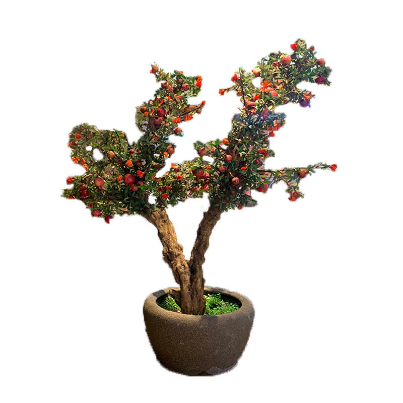 仿真石榴树新中式造景落地植物假树摄影道具仿真绿植