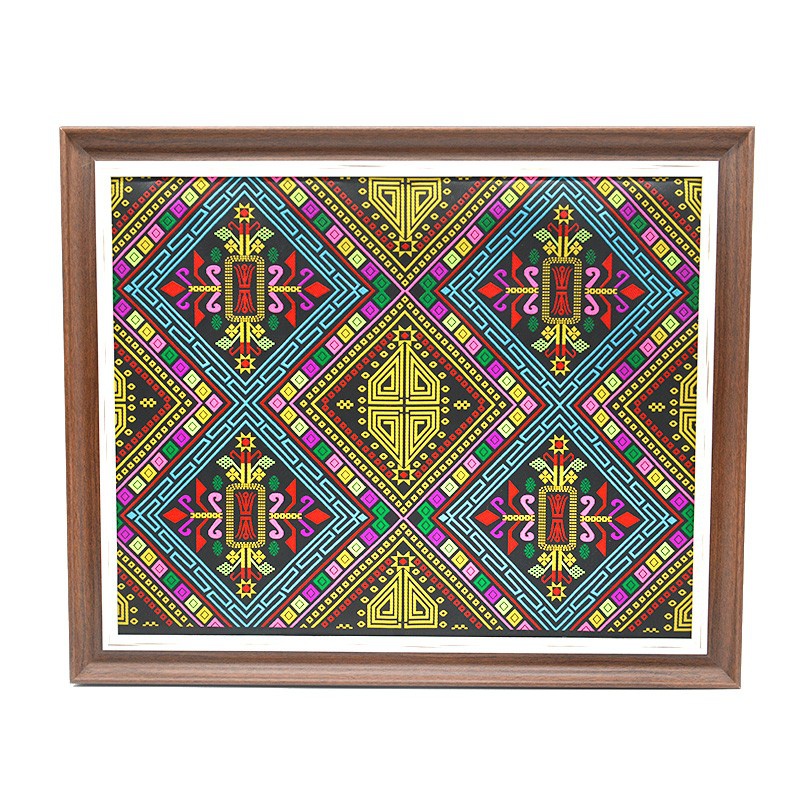 广西壮族20寸挂墙装饰画壮锦刺绣民宿风格布艺装裱壮锦