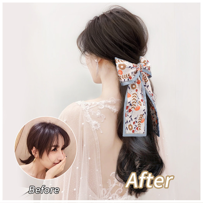 发带马尾假发长发网红丝带蝴蝶结式绑发飘带自然马尾